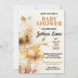 Convite Chá de fraldas Floral Rustico Elegante