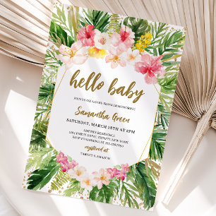 Convite Chá de fraldas Floral Tropical Girl