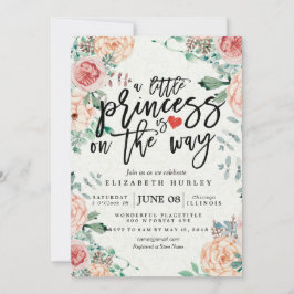 Convite Chá de fraldas Floral, uma pequena princesa está a