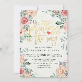 Convite Chá de fraldas Floral, uma pequena princesa está a