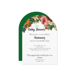 Convite Chá de fraldas Floral Verde Elegante Moderno