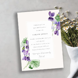 Convite Chá de fraldas Floral Violet bonito Chic Watercolo