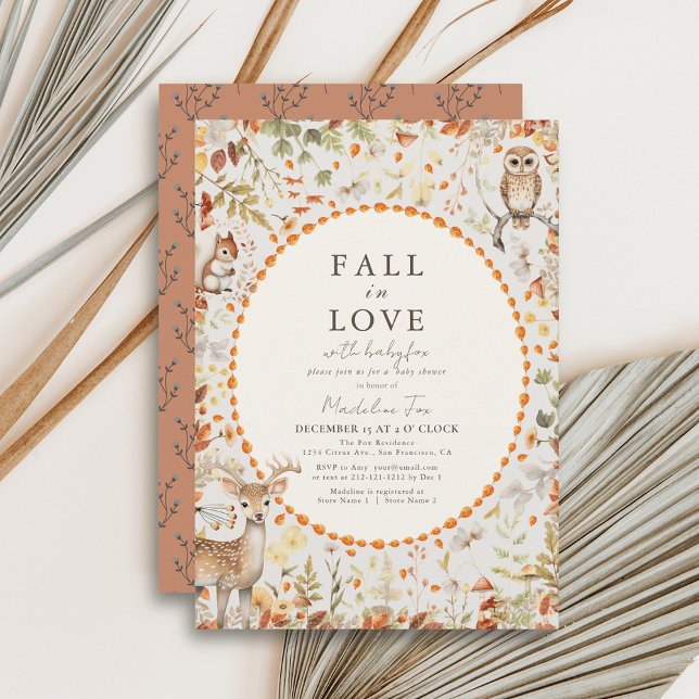 Convite Chá de fraldas Florestal De Cogumelos (Criador carregado)