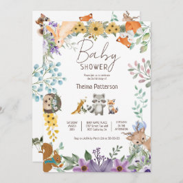 Convite Chá de fraldas florestal de espécies verdes e cega