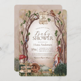 Convite Chá de fraldas Florestal de Madeira