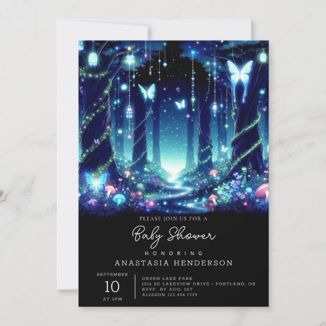 Convite Chá de fraldas Florestal Mastigada Maiestosa (Frente)