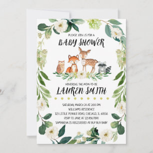 Convite Chá de fraldas florestal neutro por gêneros