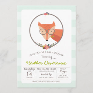 Convite Chá de fraldas Fox Baby Boy