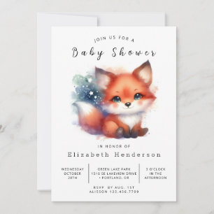 Convite Chá de fraldas Fox de Definição de Floresta Whimsy