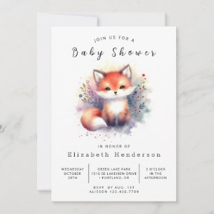 Convite Chá de fraldas Fox de Ilustração Chic Fox