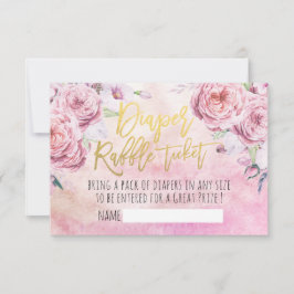 Convite Chá de fraldas Fralda Raffle Ticket Bohemian Flowe