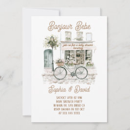 Convite Chá de fraldas Francês Bonjour Bebe Floral