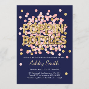 Convite Chá de fraldas Frascos Poppin Refetti Marinho Ros