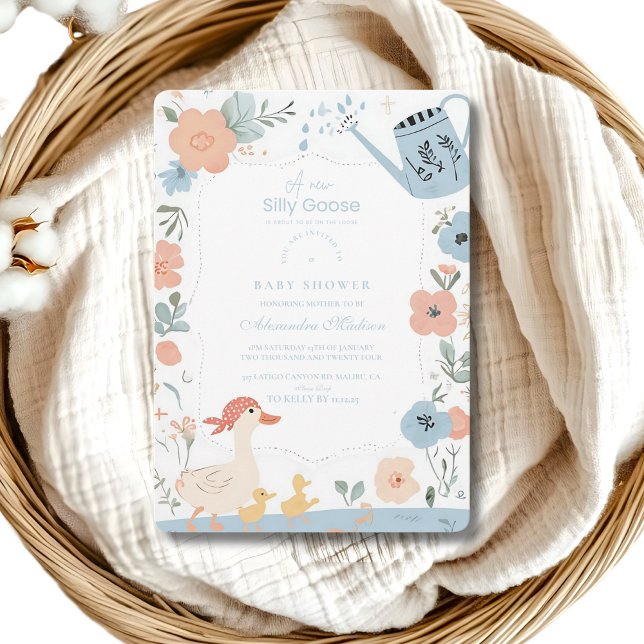 Convite Chá de fraldas Ganso Bobo Azul (Criador carregado)
