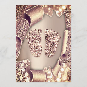 Convite Chá de fraldas, , Garota, Pés, Glamor, Rosa 3D VIP