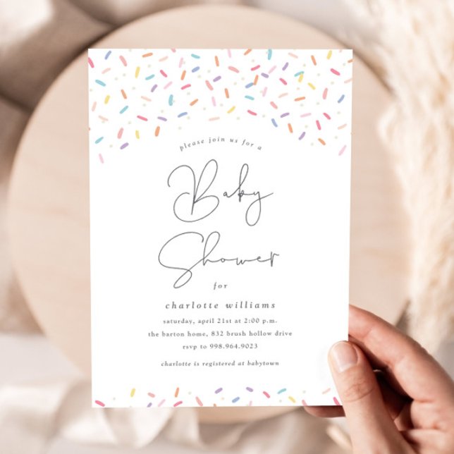 Convite Chá de fraldas Gelado Arco-Íris (Cute rainbow sprinkles baby shower invitations.)
