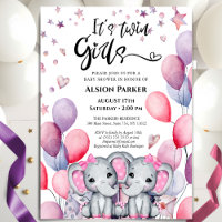 Chá de fraldas Gelado Elefante-Rosa Balões-Rosa