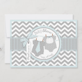 Convite Chá de fraldas gêmeo do impressão de Chevron do