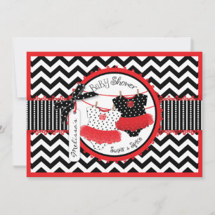 Convite Chá de fraldas gêmeo do impressão de Chevron do