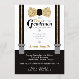 Convite Chá de fraldas Gêmeos Homens Convidam, Faux Glitte