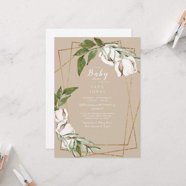 Convite Chá de fraldas Geométrico de Algodão (Frente/Verso In Situ)