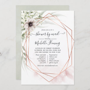 Convite Chá de fraldas Geométrico Eucalyptus por Correio