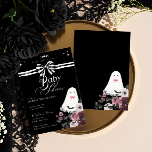 Convite Chá de fraldas Ghost Little Boo Floral Gótica