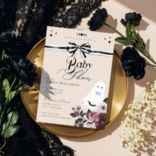 Convite Chá de fraldas Ghost Little Boo Floral Gótica