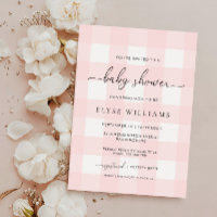 Chá de fraldas Gingham Rosa