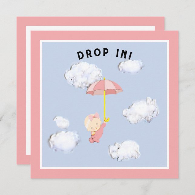 Convite Chá de fraldas Girl (Frente/Verso)