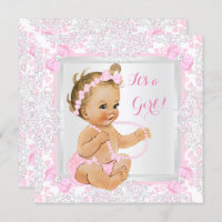 Chá de fraldas Girl Lace Damask Pink Blonar