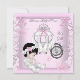 Convite Chá de fraldas Girl Princess Carruagem Butfly