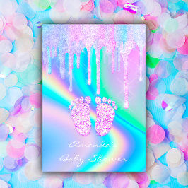 Convite Chá de fraldas Girly Feet Glitter Drives Unicorn H