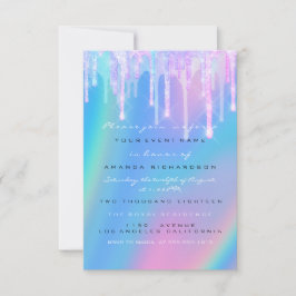 Convite Chá de fraldas Girly Feet Holograph Unicorn Pé Ros