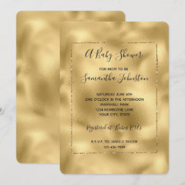 Convite Chá de fraldas Glam Glitz Dourado