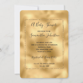 Convite Chá de fraldas Glam Glitz Dourado