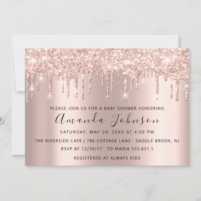 Convite Chá de fraldas Glitter Rosa Dourado Spark Boy (Frente)