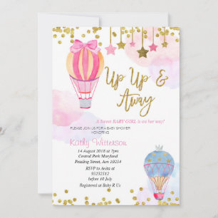 Convite Chá de fraldas Glitter Star Girl do Balão de Ar Qu