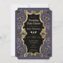 Convite Chá de fraldas Gótico Elegante Escuro Vitoriano