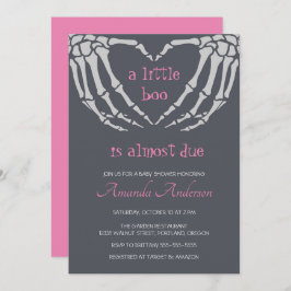 Convite Chá de fraldas Gótico Halloween Skeleton Mãos Rapa