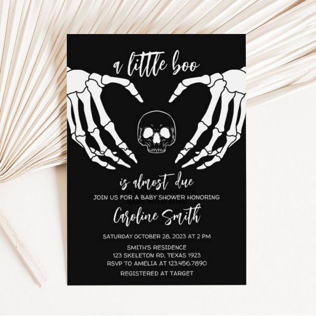 Convite Chá de fraldas Gótico Preto (Skeleton Baby Shower Invitation)