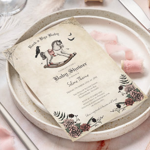 Convite Chá de fraldas Gótico Rosa Rosa Rosa Rosa Vintage