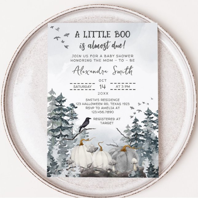 Convite Chá de fraldas Gótico Um Pequeno Boo (Gothic Forest Baby Shower Invitation)