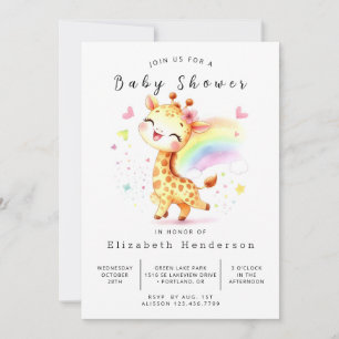 Convite Chá de fraldas Graceful Editable Giraffe