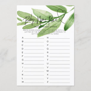 Convite Chá de fraldas Greenerase Jogo Nome do bebê Race C