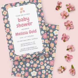Convite CHÁ DE FRALDAS Groovy Sweet Daisy Floral CUSTOM