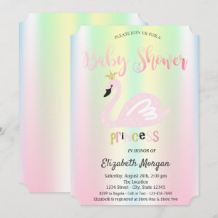 Convite Chá de fraldas Holográfico Adorável Iridescente