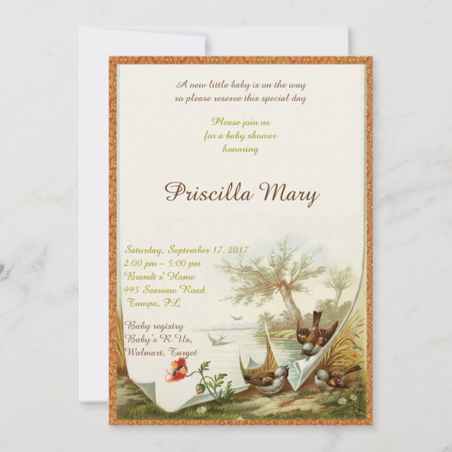 Convite Chá de fraldas honrado. (Frente)