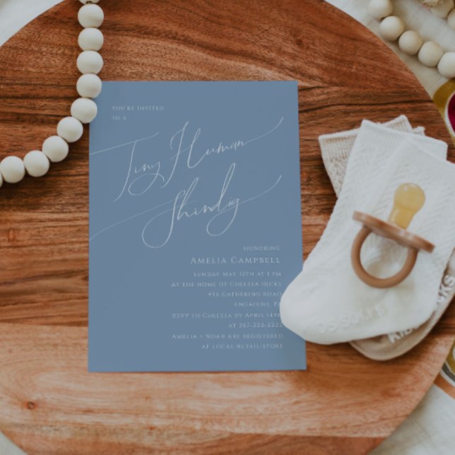 Convite Chá de fraldas Humano Cinzento Azul Quente (Criador carregado)