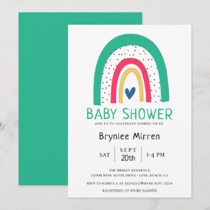 Convite Chá de fraldas Ilustrado Colorido Arco-Íris